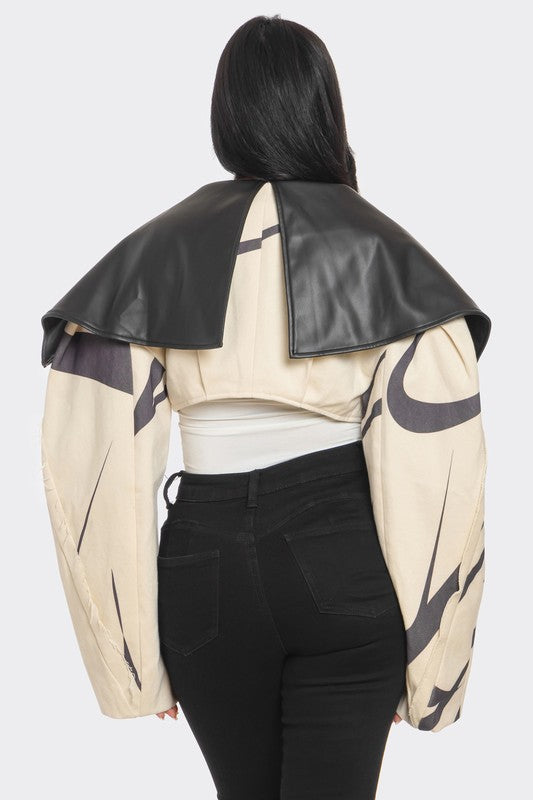 Stacey B's Two-Tone Puff Sleeve Bomber Jacket