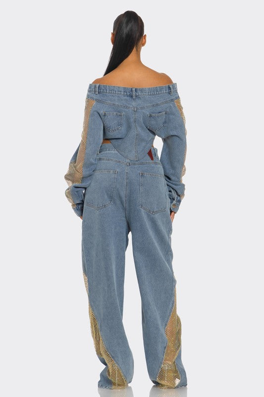 Stacey B's Mesh Fusion Denim Set