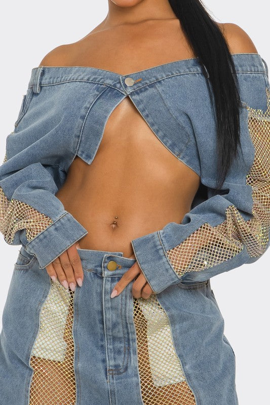 Stacey B's Mesh Fusion Denim Set