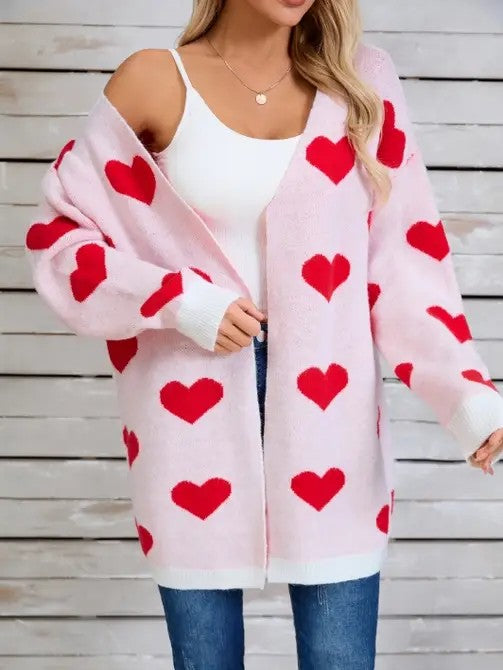 Stacey B's Open Front Heart Cardigan