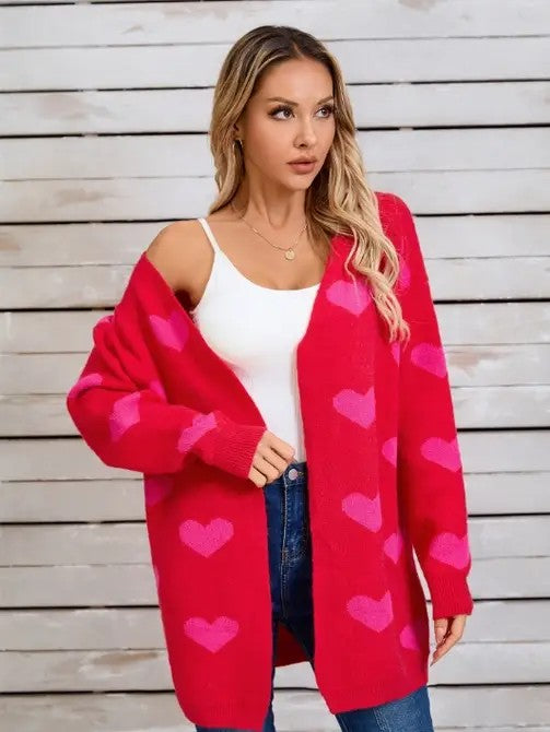 Stacey B's Open Front Heart Cardigan