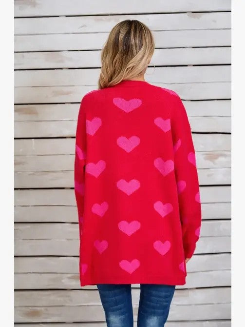 Stacey B's Open Front Heart Cardigan