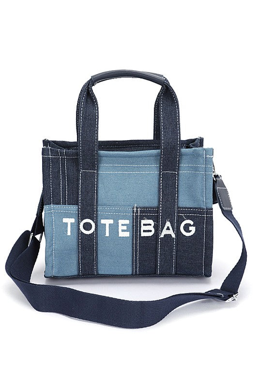 Stacey B's Patch Denim Iconic Tote Bag