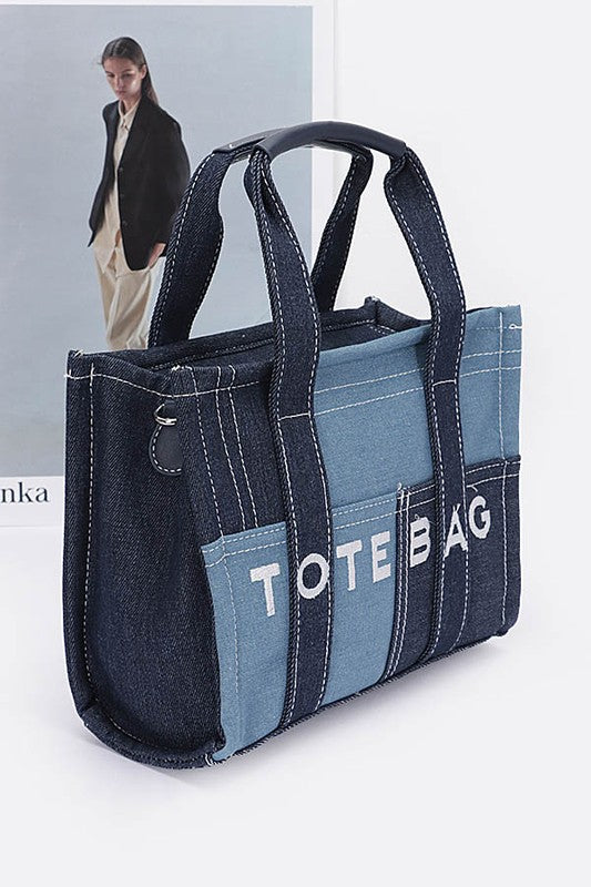 Stacey B's Patch Denim Iconic Tote Bag