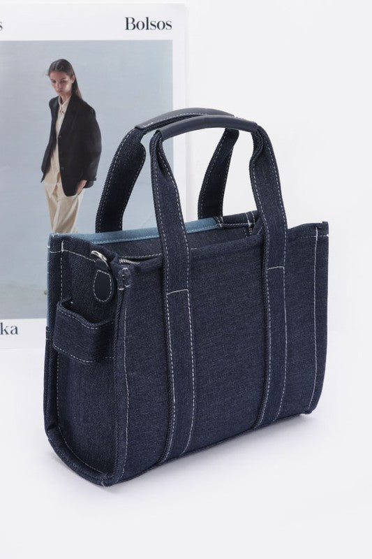 Stacey B's Patch Denim Iconic Tote Bag