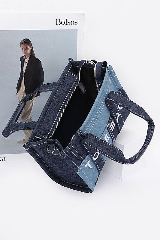 Stacey B's Patch Denim Iconic Tote Bag