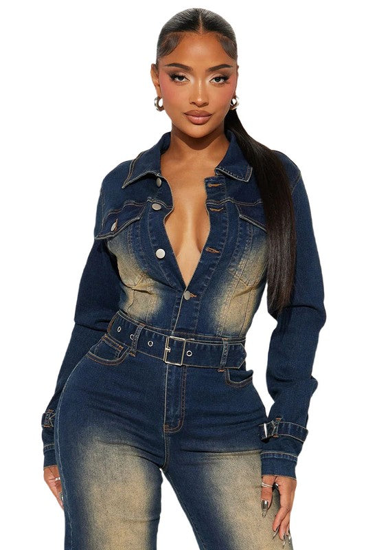 Stacey B's Women Denim Sexy Jumpsuit