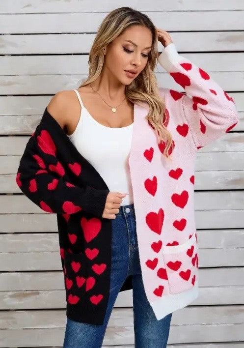 Stacey B's Two Tone Heart Cardigan