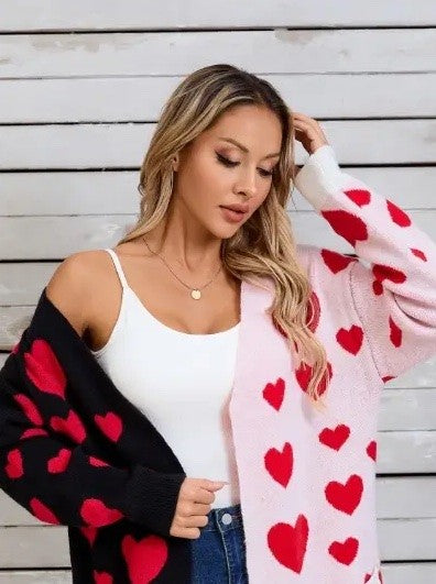 Stacey B's Two Tone Heart Cardigan