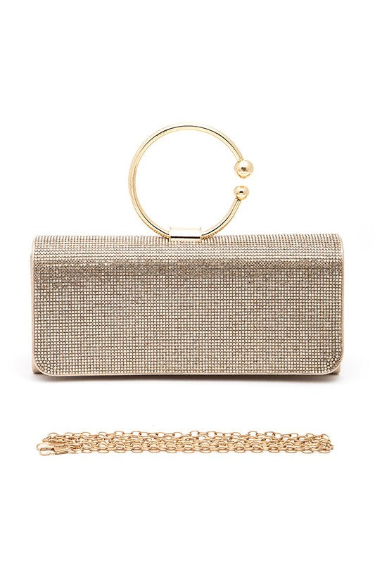 Stacey B's Circle Handle Rhinestone Evening Clutch Bag