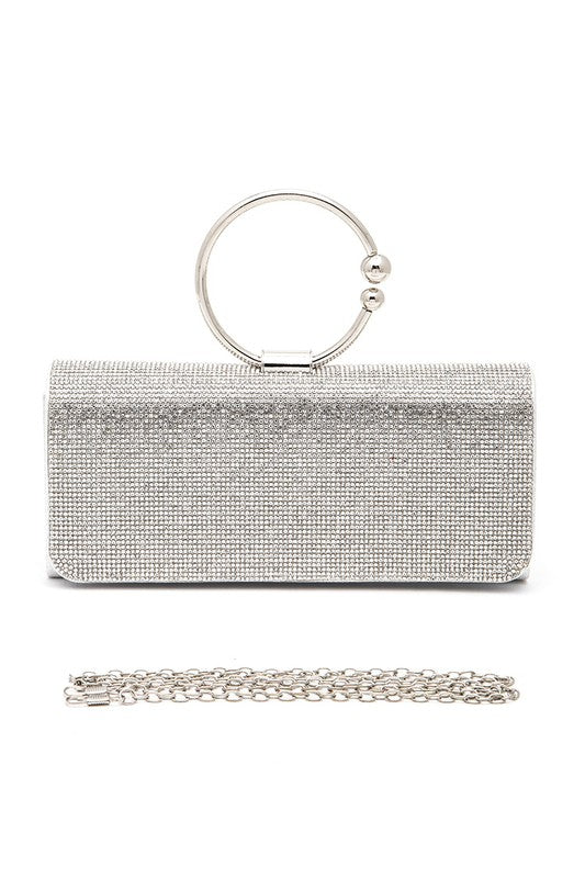 Stacey B's Circle Handle Rhinestone Evening Clutch Bag