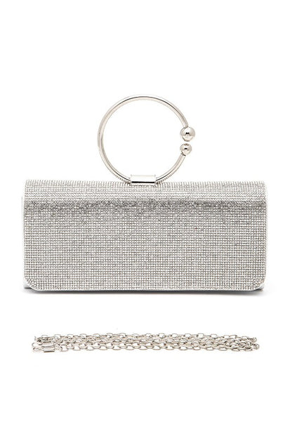 Stacey B's Circle Handle Rhinestone Evening Clutch Bag