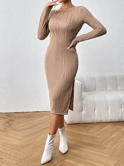 Stacey B's Honey Long Sleeve Slit Midi Dress