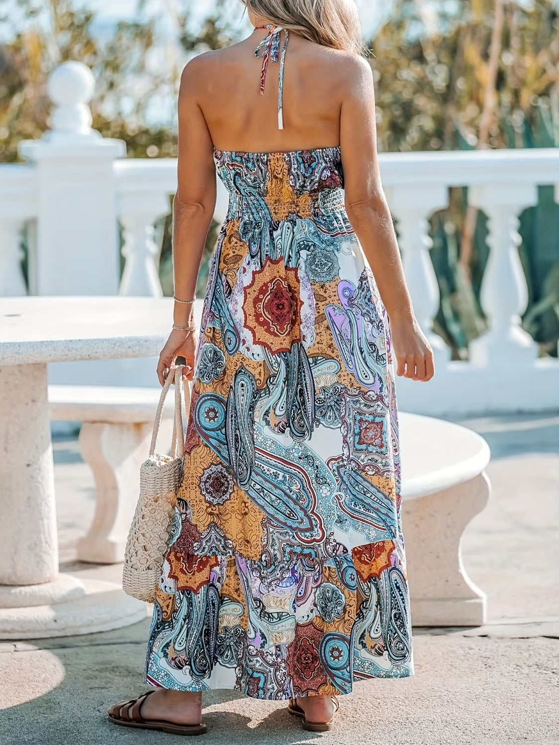 Stacey B's Printed Halter Neck Maxi Dress