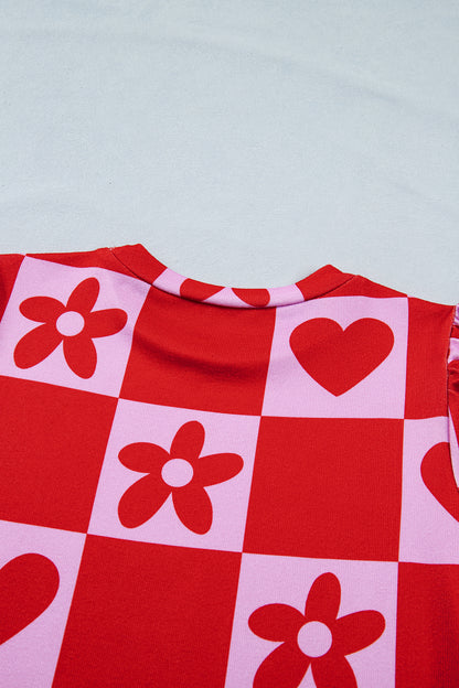 Stacey B's Red Dotted Heart Festive Valentine Blouse