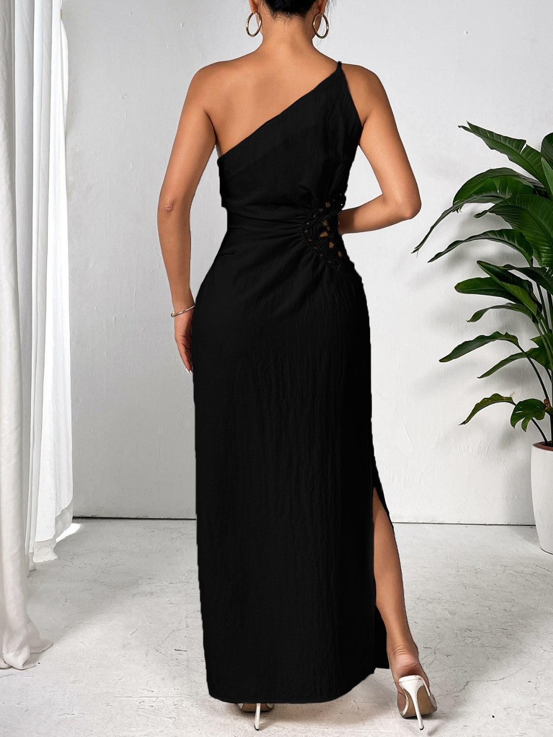 Stacey B's Slit One Shoulder Sleeveless Maxi Dress