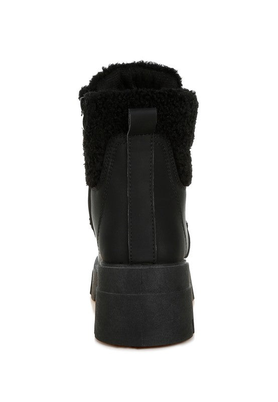 Stacey B's Wellerman Faux Fur Detail Chunky Hiker Boots