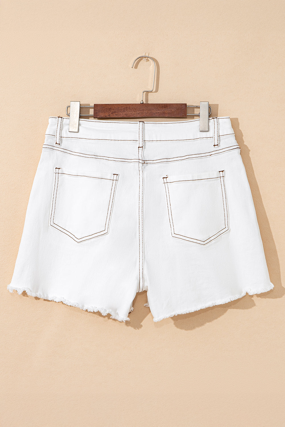 Stacey B's White Raw Hem High Waist Denim Shorts