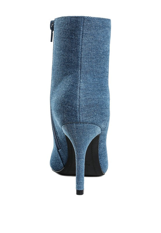 Stacey B's Flapper Bow Detail Denim Ankle Boots