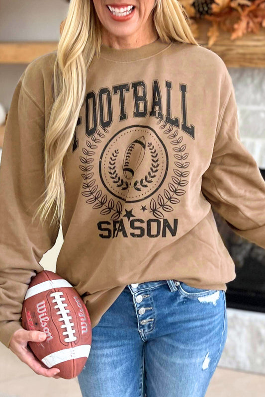 Stacey B's Khaki Rugby FOOTBALL SEASON Graphic Game Day Sweatshirt