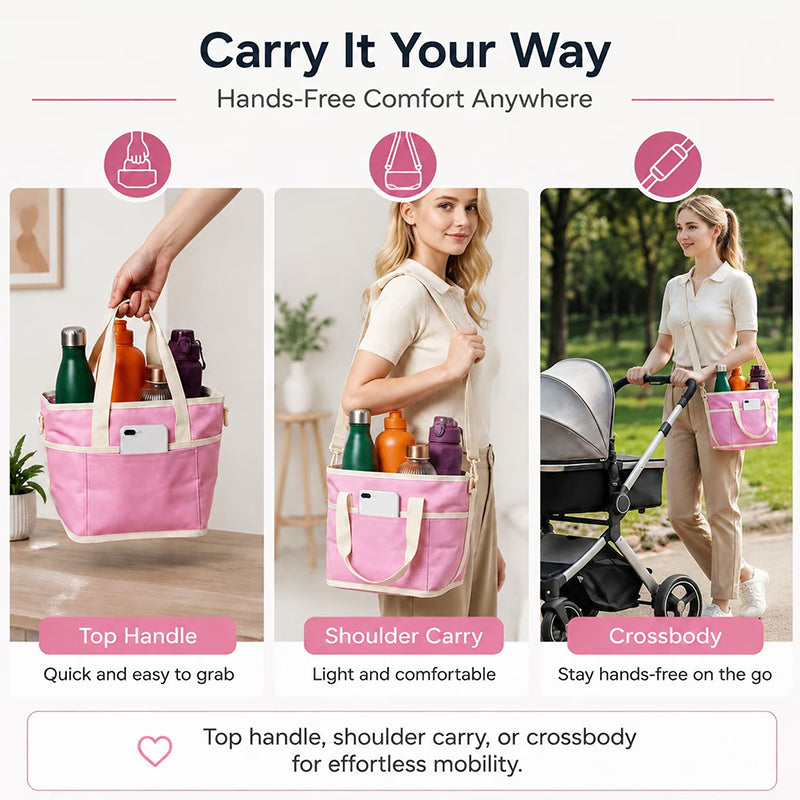 Stacey B's 4-Compartment Leakproof Drink Carrier Bag – Adjustable Strap Beverage Holder for Car & Travel