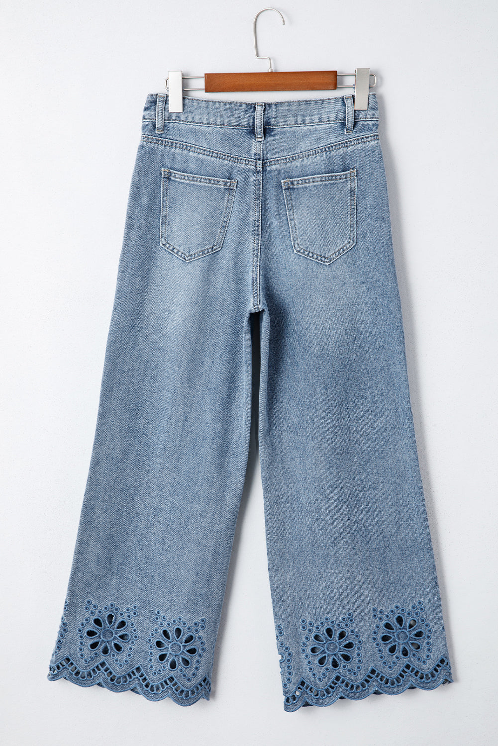 Stacey B's Dusk Blue Embroidered Cropped Wide Leg High Waist Jeans