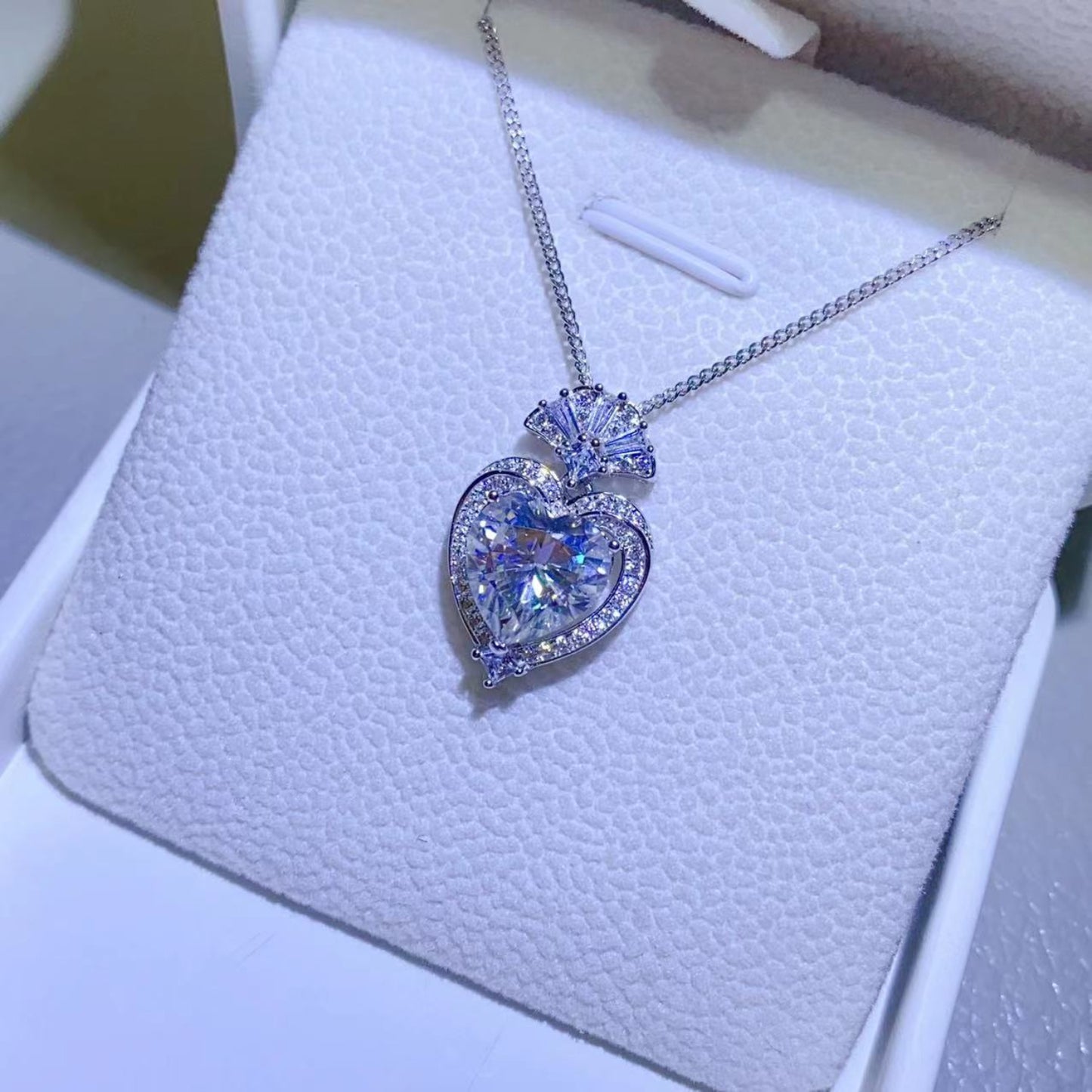 Stacey B's 3 Carat Moissanite 925 Sterling Silver Heart Pendant Necklace