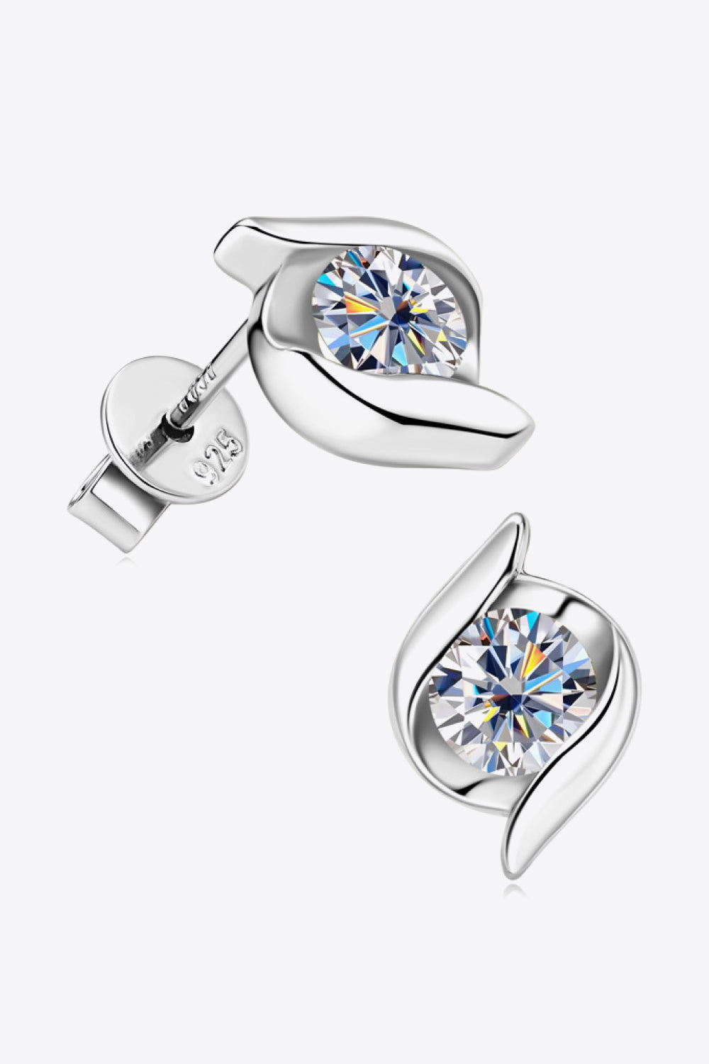 Stacey B's 1 Carat Moissanite 925 Sterling Silver Stud Earrings