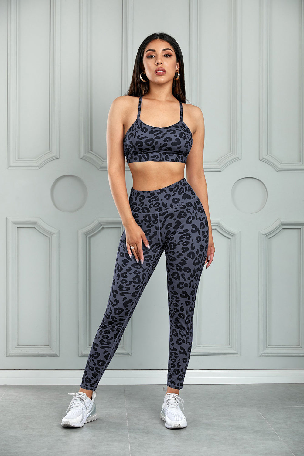 Stacey B's Leopard Cutout Sports Bra and Leggings Set