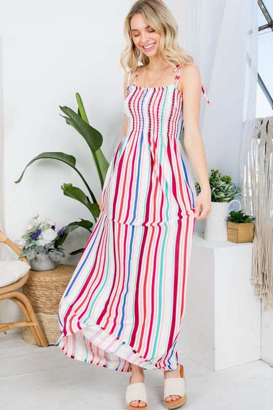 Stacey B's Plus Stripe Smocked Maxi Dress