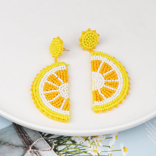 Stacey B's Alloy Beaded Orange Shape Earrings