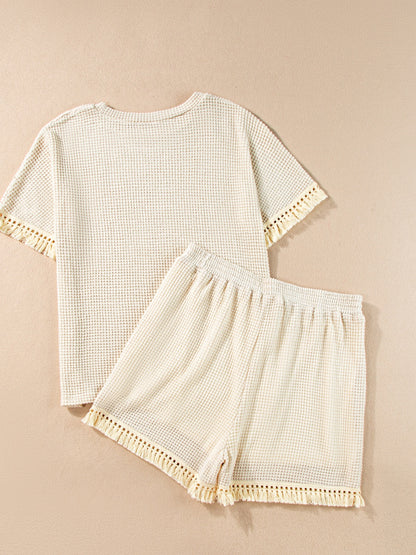 Stacey B's Tassel Round Neck Top and Shorts Set