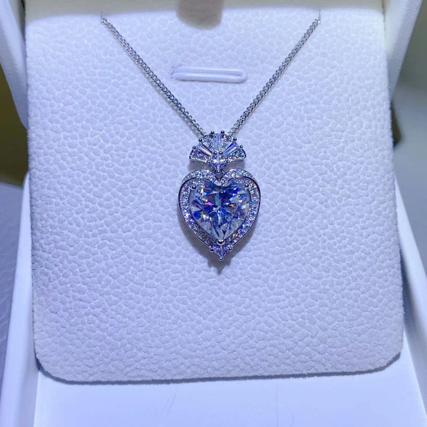 Stacey B's 3 Carat Moissanite 925 Sterling Silver Heart Pendant Necklace