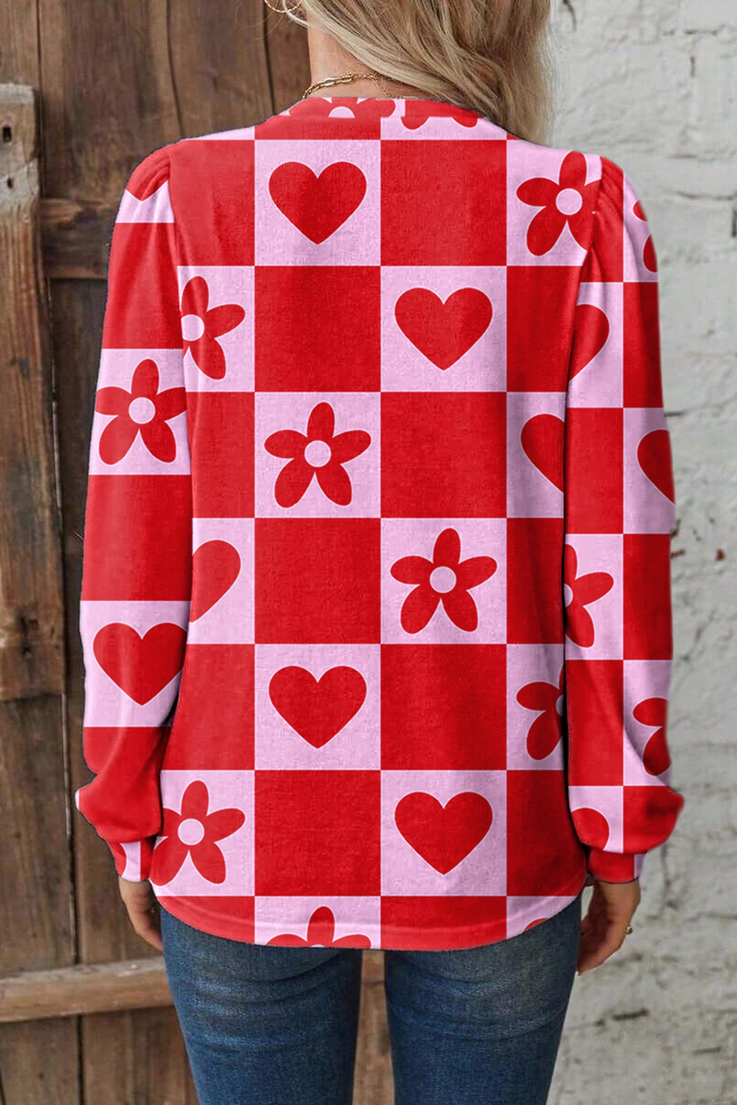 Stacey B's Red Dotted Heart Festive Valentine Blouse