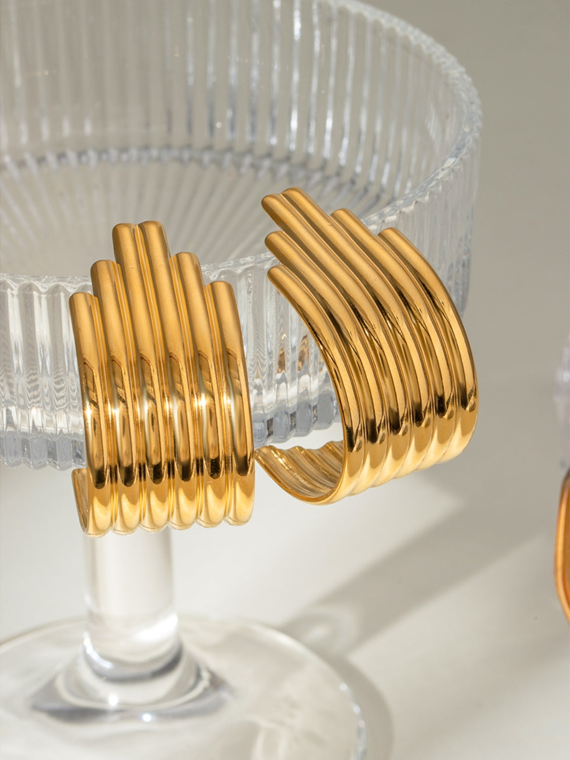 Stacey B's 18K Gold-Plated Stainless Steel Ribbed Earrings