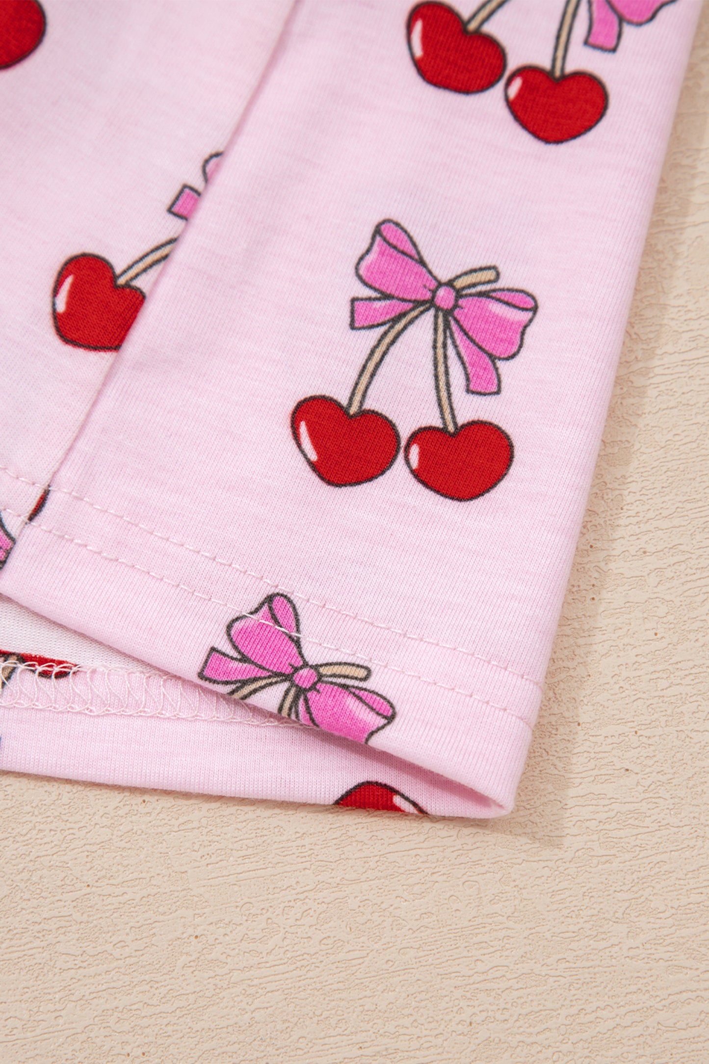 Stacey B's Pink Cherry/Bow Print Short Pajama Set