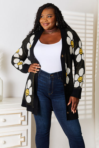Stacey B's Perfee Floral Button Down Longline Cardigan