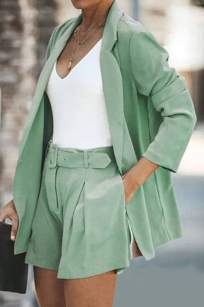 Stacey B's Longline Blazer and Shorts Set with Pockets