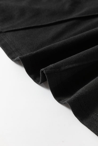 Stacey B's Black Solid Color Crew Neck Pleated Sleeveless Top