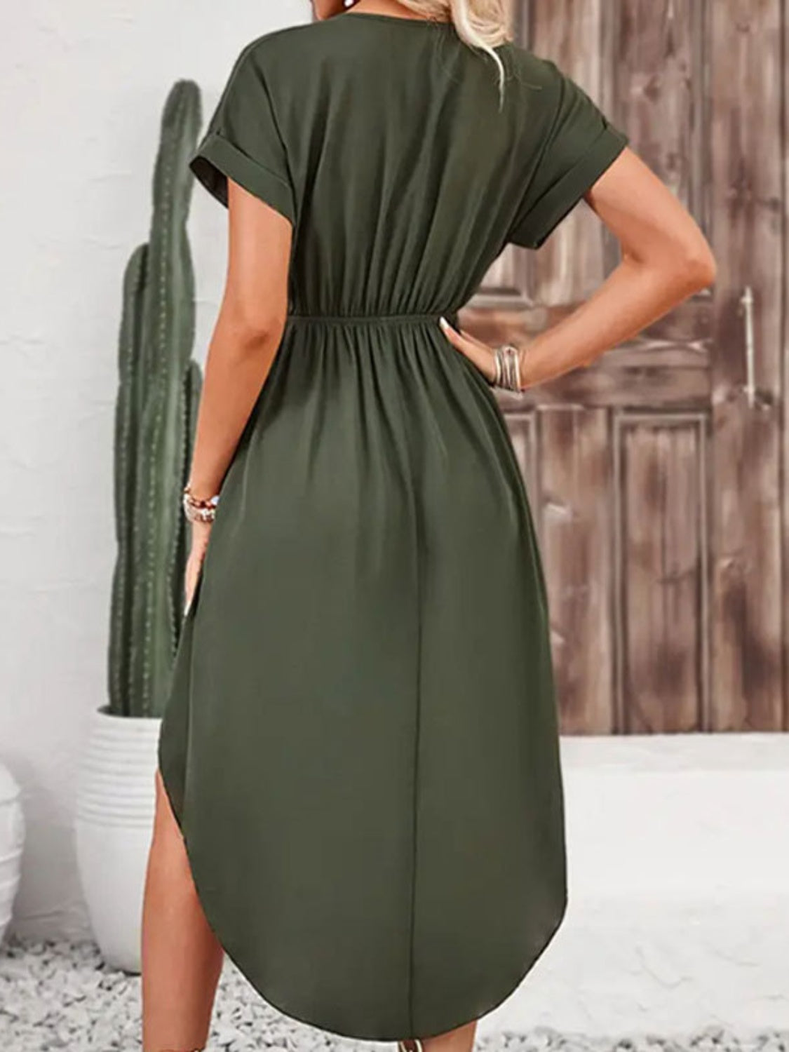 Stacey B's Tied Surplice Short Sleeve Dress