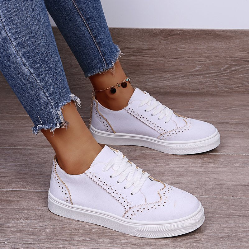 Stacey B's Lace-Up Suedette Flat Sneakers