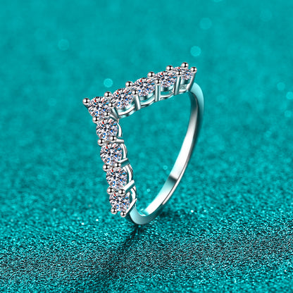 Stacey B's 925 Sterling Silver Moissanite V Shape Ring