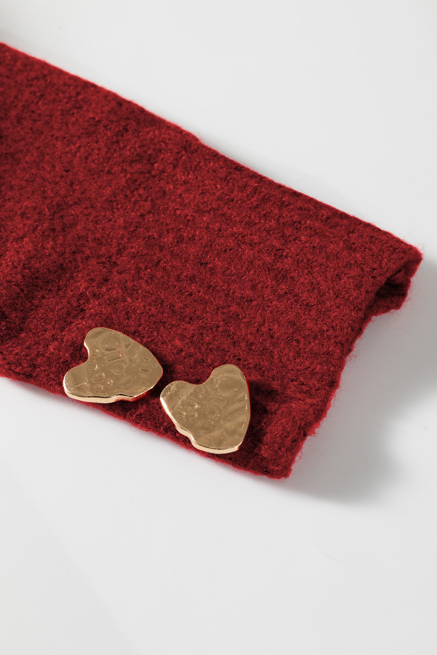 Stacey B's Fiery Red Heart Metal Button V Neck Cardigan Sweater