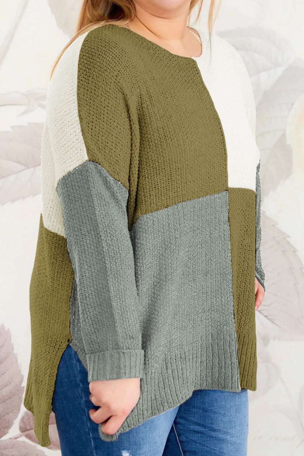 Stacey B's Color Block Round Neck Sweater