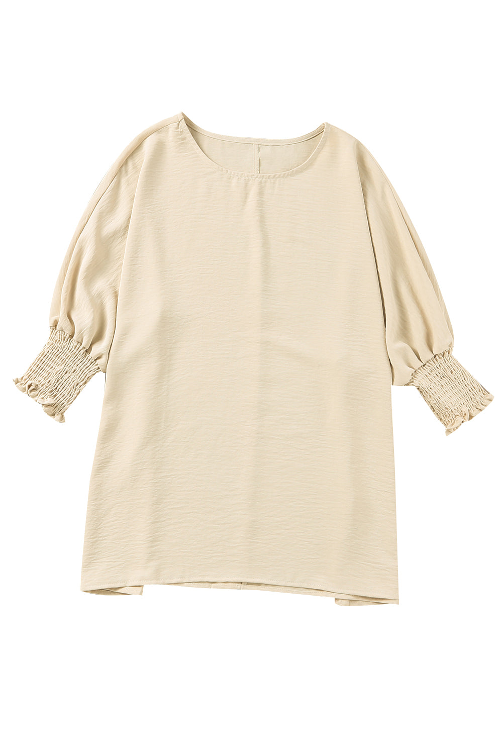 Stacey B's White Plain & Casual Shirred Cuffs Half Sleeve Top