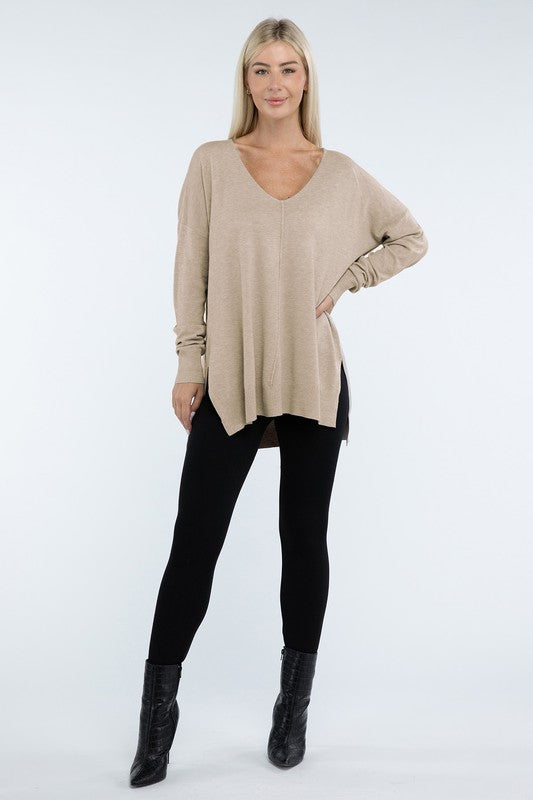 Stacey B's Hi-Low Hem Front Seam Sweater