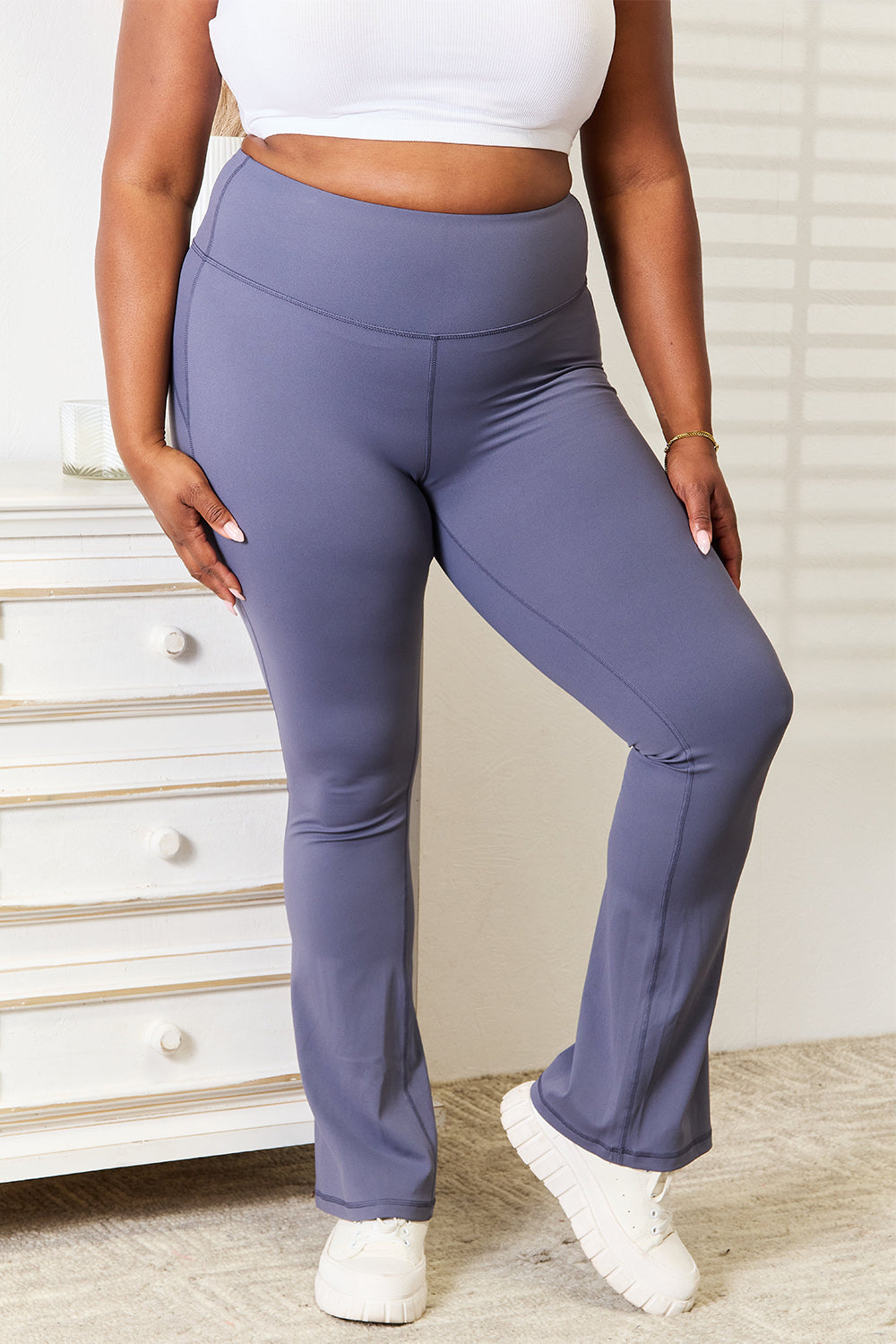 Stacey B's Basic Bae Wide Waistband Bootcut Sports Pants