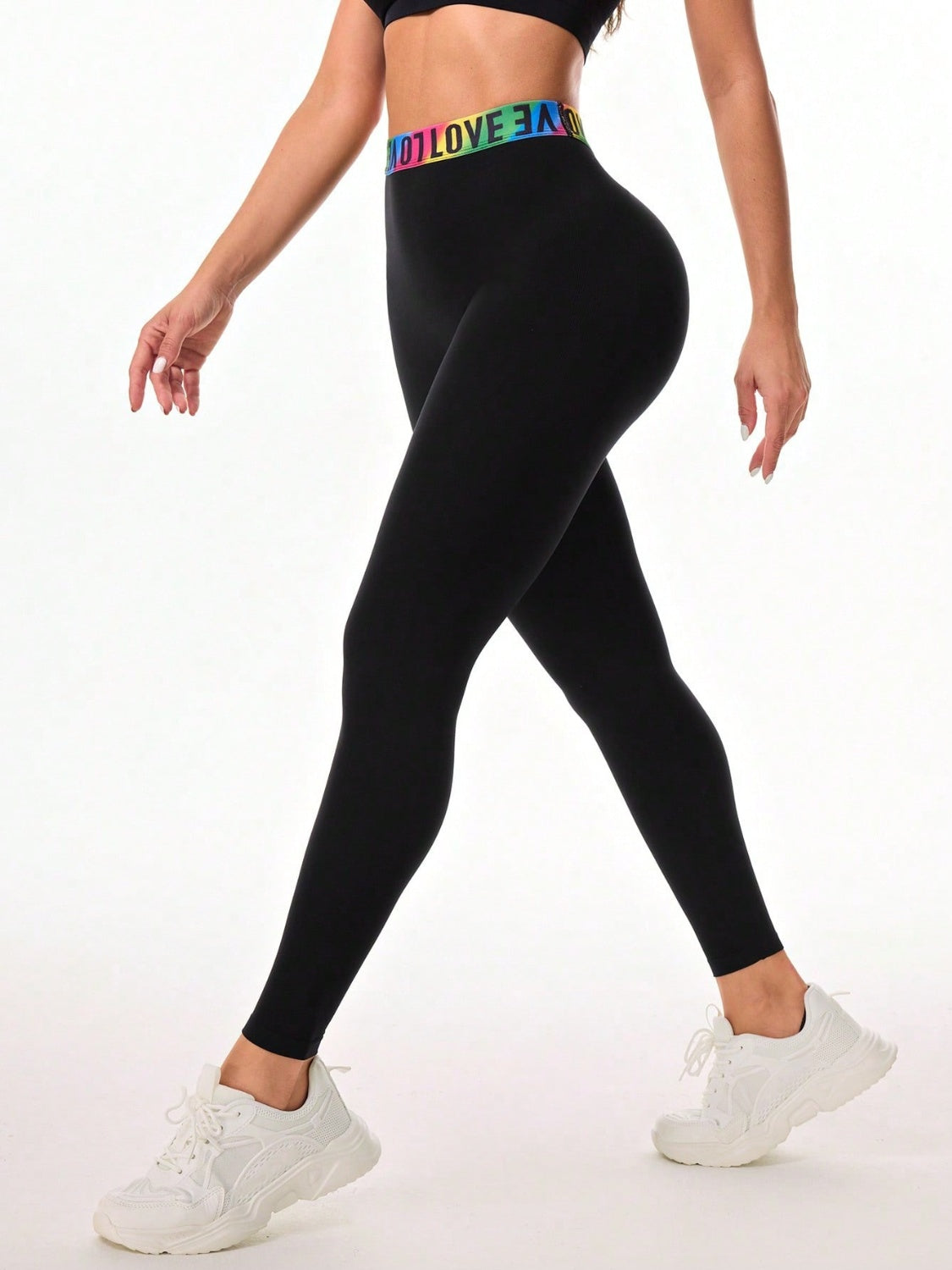 Stacey B's Letter Printed High Waist Active Leggings