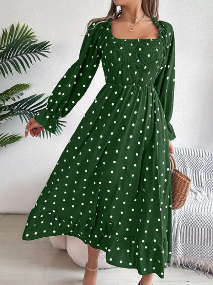 Stacey B's Polka Dot Flounce Sleeve Midi Dress
