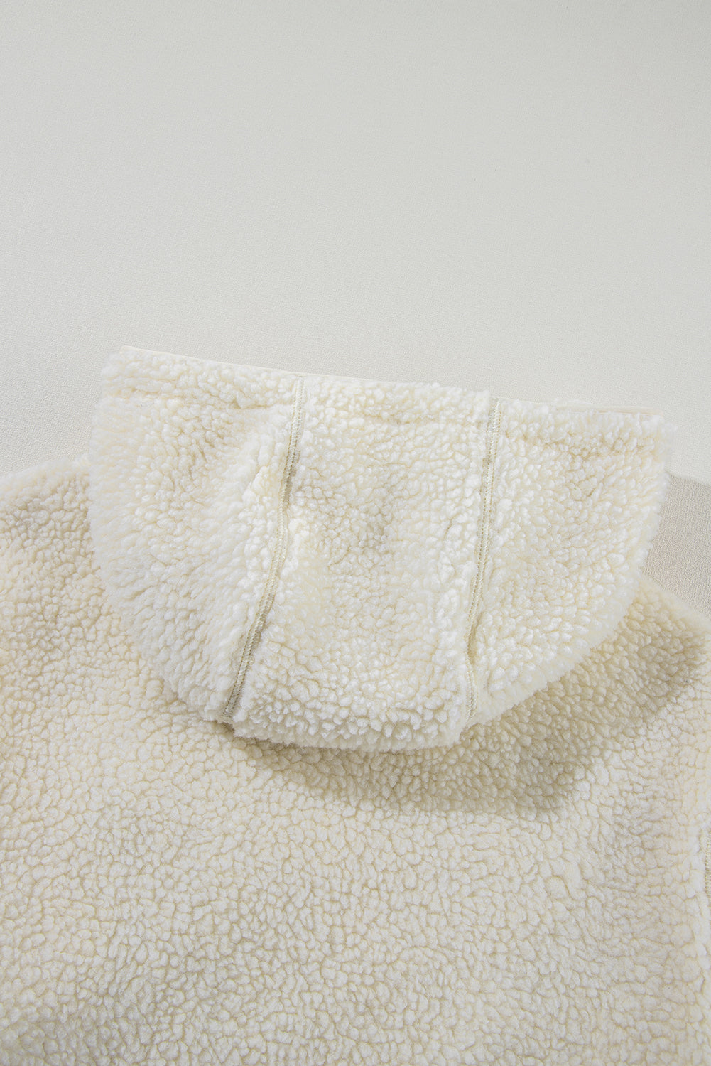 Stacey B's Beige Fleece Zip Up Drawstring Hooded Pocketed Jacket